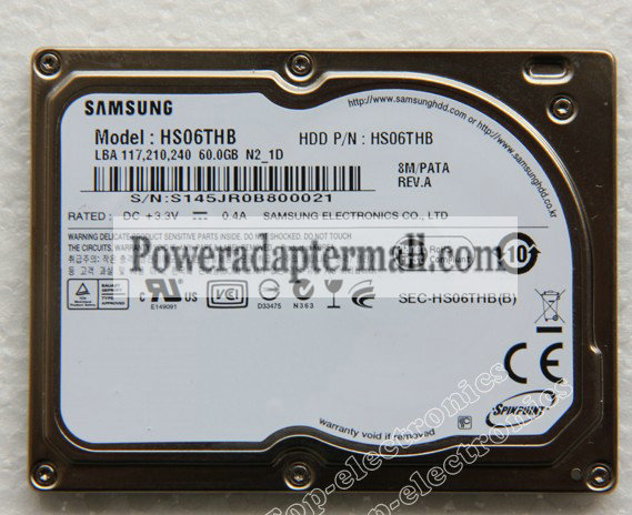 Samsung 1.8" HS06THB 60 GB HDD REPLACE MK8022GAA FOR DELL XT /D4 - Click Image to Close